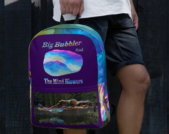 Big Bubbler and The Mind Blowers” logo multi pocket soap-bubbler Backpack