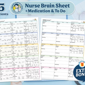 Nurse Report Sheet 5 Patient, Med Surg Report Sheet, Nursing ICU, Nurse Brain Sheet, Multiple Patient Report Sheet, Nursing Handoff, PDF