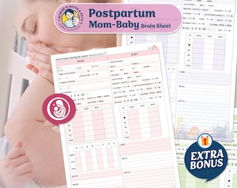 Hojas de informe de enfermería para madres y bebés: Diseño de hojas en acuarela (descarga digital)