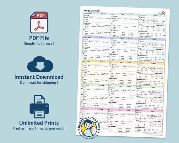 Nurse Report Sheet Notebook: Organizing Notes Shifts and