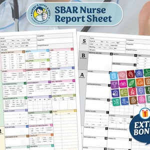 SBAR Nurse Report Sheet Med Surg Nurse Brain ICU Report Sheet for Nurse RN Nursing Report Sheet, New Grad Nurse W/ Telemetry A4