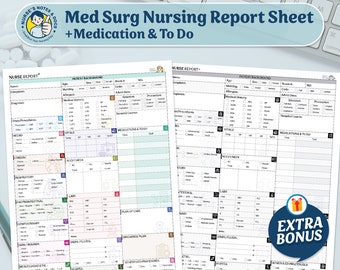 Hoja de informe de enfermería: Cirugía médica, UCI, Telemetría, tamaño A4 (Descarga digital)