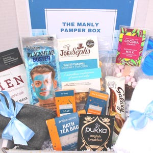 MEN'S CARE PACKAGE | Pamper gift box man, Get Well Soon, Spa box man, Gifts for boyfriend Gift for dad, Gift for brother, blue man gift image 3