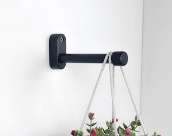Handcrafted Black Wooden Plant Hanger: Minimalist Wall Hook