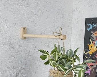 Ash Wood Plant Wall Hook: Modern Indoor Plant Hanger, 12"