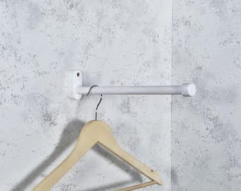 White Wooden Clothes Rod: 12" Wall Mounted Garment Rack