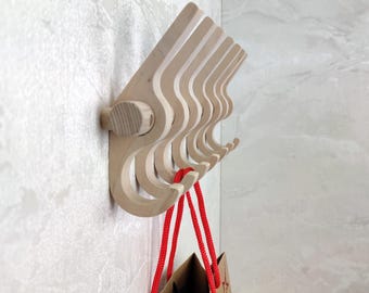 Modern Wooden Wall Mounted Coat Rack: Entryway Organizer