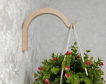 Modern Wood Plant Hook, Scandinavian Wall Decor