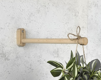 Wooden Wall Plant Hook, Minimalist Indoor Plant Hanger 12", Boho Hanging Plant Bracket, Wood Flower Pot Holder, Plant Lover Gift