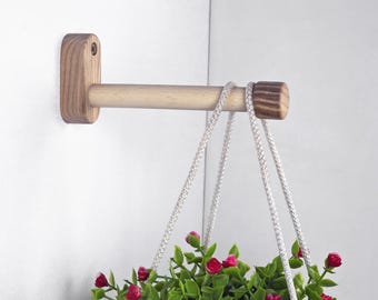 Ash Wood Plant Hanger Hook: Beeswax Finish, Boho Wall Decor