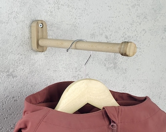 Wooden Retail Clothing Rack: Minimalist Ash Wall Mounted Display