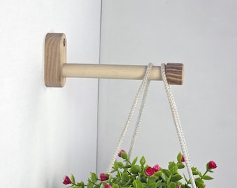 Macrame Plant Hanger Hook: Wooden Wall Bracket for Hanging Pots and Indoor Plants