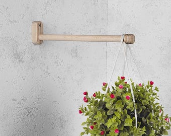 12" Wooden Wall Plant Hook: Minimalist Indoor Plant Hanger