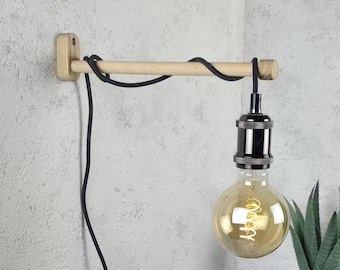 Wooden Wall Lamp Bracket: Minimalist Wall Sconce Light Fixture