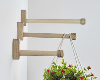 Handmade Ash Wood Plant Hanger: Minimalist Indoor Decor
