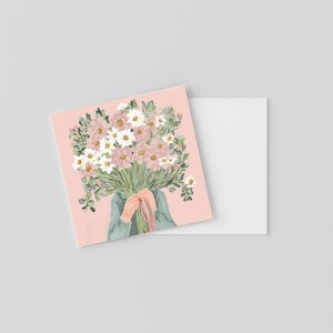 Mini bloemenkaarten | Vierkante notitiekaarten van 4 x 4" | Set van 3 blanco notitiekaarten | Minikaarten
