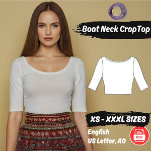 Women Crop Top Sewing Pattern Simple Half Sleeve Top Pattern Summer Top Digital Pattern, Trendy Shirt Top Sewing Pattern