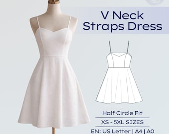 Sommer Trägerkleid Schnittmuster Halbkreis Easy Dress Digital Anleitung XS-5XL