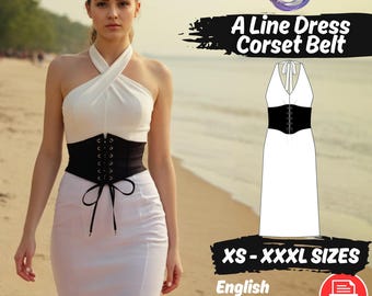 Patron de couture de ceinture corset en dentelle et robe dos nu