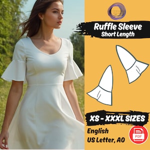 Ruffle Flare Sleeve Pattern | Flutter Ruffle Sleeve Sewing Pattern | Sleeves Pattern | PDF Beginner Sewing Pattern | XS - 3XL Pattern