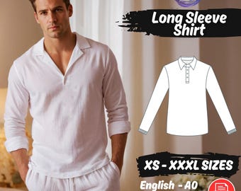 Men's Long Sleeve Loungewear Shirt Sewing Pattern (PDF)