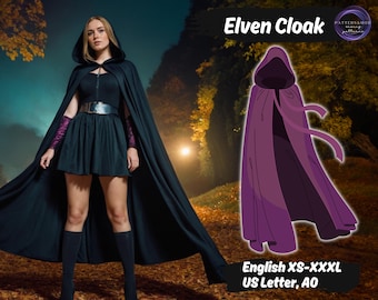 Hooded Cloak Sewing Pattern, Elven Cape Fantasy Costume Pattern