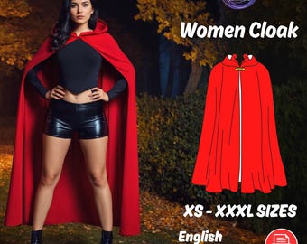 Hooded Cloak Sewing Pattern: Women's Fantasy Costume (PDF Pattern)