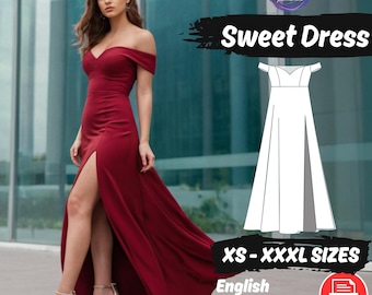 Sweetheart Maxi Dress Sewing Pattern | Off Shoulder Prom Dress Tutorial