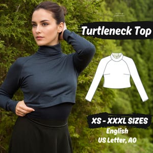 Cropped Turtleneck Collar Top Pattern | Long Sleeve Bolero Shrug Pattern | Women Crop Top Pattern | Loose Long Bolero Shrug Pattern Project