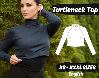 Cropped Turtleneck Bolero Shrug Sewing Pattern | Long Sleeve Top PDF Pattern