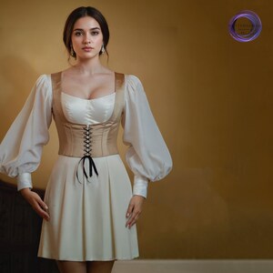 Renaissance Corset and Dress Sewing Pattern Bustier Tie Top Project, Bishop Sleeve Dress image 2