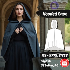 Fantasy Cloak with Hood Pattern | Medieval Cape Costume PDF | Magical Gown & Coat Sewing Tutorial | Halloween Cosplay