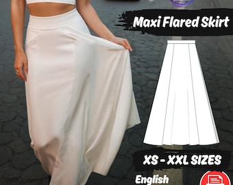 Maxi Flare Skirt Sewing Pattern, Beginner Friendly (PDF Pattern)