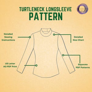 Turtleneck Blouse Sewing Pattern, Women's Mock Neck Top PDF Pattern image 3