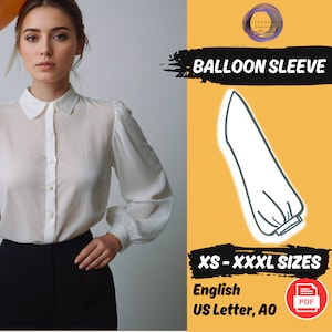 Modello di cucito per maniche Bishop, modello per maniche a palloncino, modello per cucire maniche a sbuffo, modello facile XS - XXXL Istruzioni per cucire