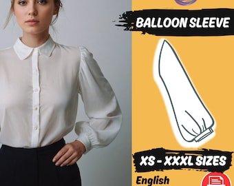 Bishop Sleeve Sewing Pattern, Balloon Sleeve Pattern, Puff Sleeve Sewing Pattern, Easy Pattern XS - XXXL Sewing Instructions