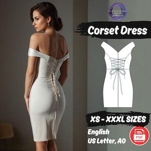 Back Tie Corset Dress Pattern | Off Shoulders Prom Dress Pattern | Slit Corset Dress Pattern | Tube Bustier Dress Top Pattern