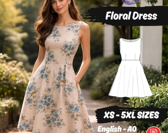 Sommerkleid Schnittmuster U-Boot Ausschnitt Ärmelloses Kleid Anfänger Freundliche Anleitung A Line Outfit
