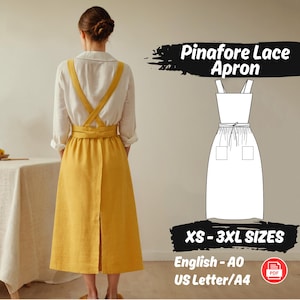 Schürze Schnittmuster Leinen Schürze Kleid PDF Pattern , Taschen Schürze Schnittmuster, Cottagecore Schnittmuster, Anfänger Pattern