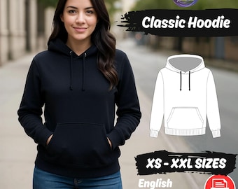 Oversized Hoodie Sewing Pattern, Women Hoodie DIY Patterns, Loungewear Pullover PDF Tutorial