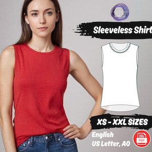 Round Collar Top Sewing Pattern Women Tank Top Pattern Boat Neck Linen Top Shirt Sewing Pattern | Beginner Pattern A0