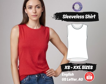 Round Collar Top Sewing Pattern Women Tank Top Pattern Boat Neck Linen Top Shirt Sewing Pattern | Beginner Pattern A0