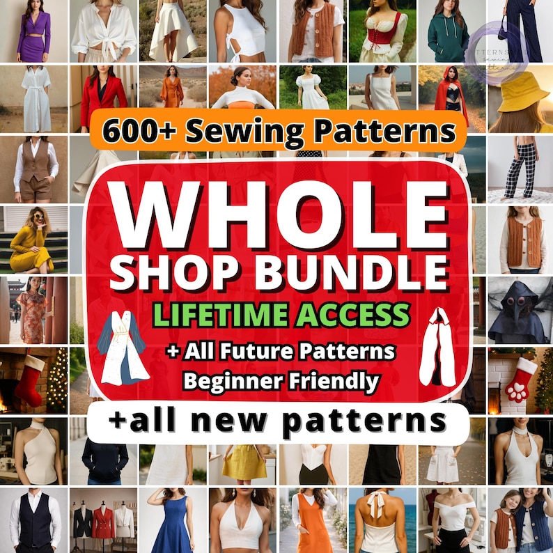 Whole Shop Sewing Pattern Bundle, Beginner Friendly Women Sewing Patterns image 1
