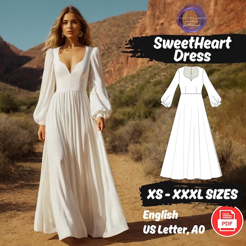 Sweetheart Maxi Dress Sewing Pattern | Bishop Sleeve Graduation Outfit PDF Pattern - Etsy Sweetheart Maxi Dress Sewing Pattern | Bishop Sleeve Graduation Outfit PDF Pattern - Etsy