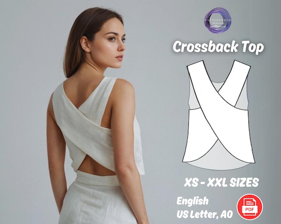 Crossback Crop Top Sewing Pattern, Beginner Friendly (PDF Pattern)