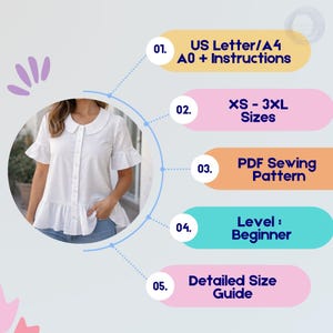 Ruffle Blouse Sewing Pattern Women Flounce Shirt PDF Tutorial Flare ...