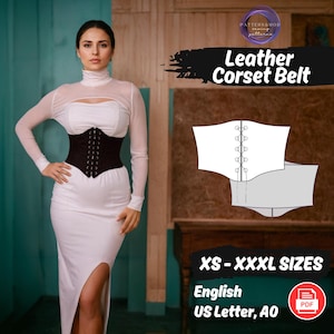 Corset Belt Sewing Pattern Black Corset Top Pattern Bodice Pirate Leather Corset PDF Sewing Pattern Underbust Corset for Dress Tutorial
