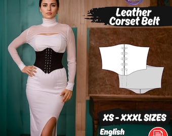 Modello di cintura per corsetto in pelle, modello PDF per corpetto sottoseno
