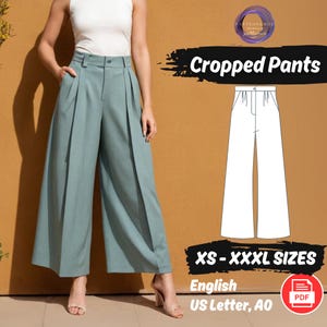 Women Wide Leg Pants Pattern | Linen Pockets Palazzo Pants Pattern | Women Pants Pattern | High Waist Trousers Pattern Women Sewing Pattern