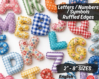 Stoff Buchstaben Schnittmuster - Alphabet, Zahlen, Symbole 2-20 cm PDF Nähanleitung, Puffy Letters Name Banner